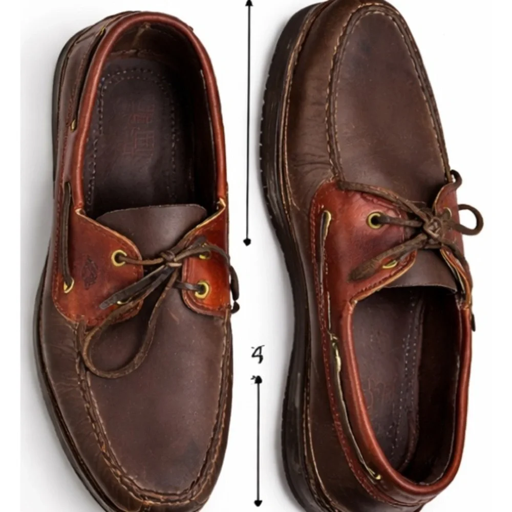 Dexter Navigator Leather Boat Shoes Mens 9 Brown Deck Shoes Preppy Coastal